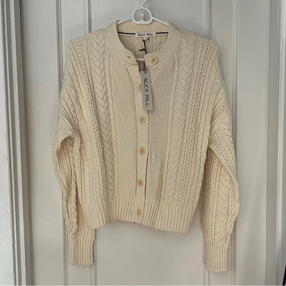 Alex Mill Cable Knit Cardigan - Cream